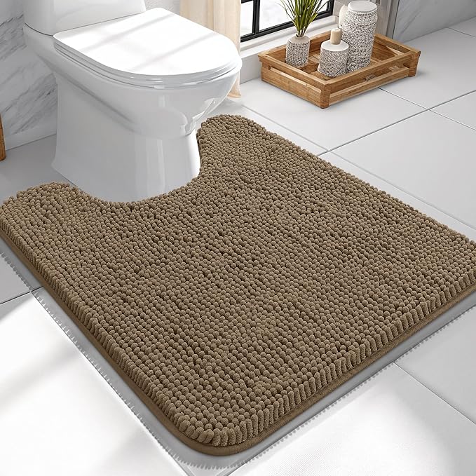 OLANLY Toilet Rugs U-Shaped 24x24, Extra Soft Absorbent Chenille Contour by OLANLY