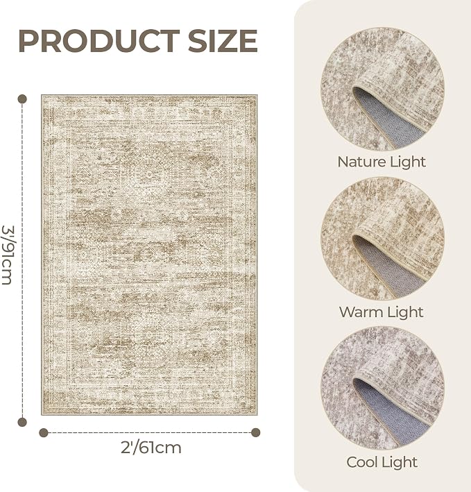 2x3 Washable Rug Runner for Bathroom, Soft Entryway Rug for Laundry Room - Image 2
