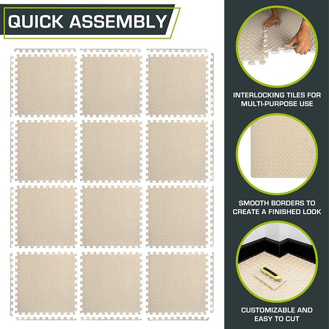 ProsourceFit Exercise Puzzle Mat 1/2-inch, EVA Interlocking Foam Floor Tiles - Image 5