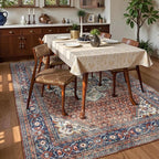 Washable Area Rug 6' x 9' Vintage Traditional Persian Mat - Image 3