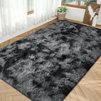 Soft Shaggy Rugs for Bedroom Living Room, 6x9 Tie-Dyed Dark Grey and Black Rug - Image 8