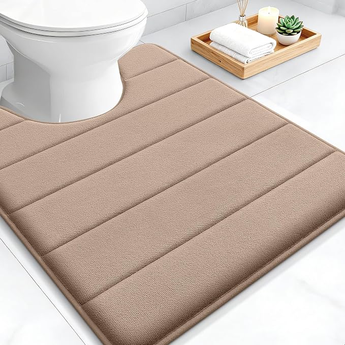 OLANLY Memory Foam Toilet Rugs U Shaped 24x20, Super Soft Absorbent Contour by OLANLY