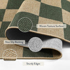 Lahome Colette Checkered Outdoor Runner Rug, 2x8 Green Kitchen Runner Rugs - Image 3