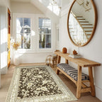Brown Floral Print Area Rugs for Bedroom Living Room Boho Farmhouse Country by BILEEHOME