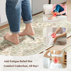 Boho Kitchen Mats for Floor 2 Piece Set Anti Fatigue Cushioned PVC Kitchen Rugs - Image 3