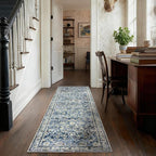 Blue 2x6 Runner Rug for Hallway Low Pile Kitchen Rugs Non Slip Washable Vintage - Image 9