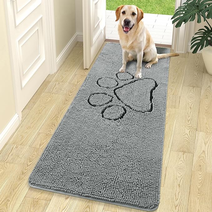 OLANLY Dog Door Mat for Muddy Paws 70x24, Paw Print Design, Absorbs Moisture by OLANLY