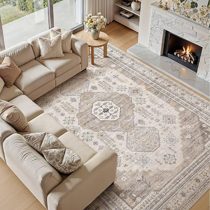 7x9 Washable Area Rug, Large Rugs - Image 7