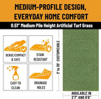 Ottomanson Artificial Grass Turf Runner Pro 31" x 22', Fake Grass Rug - Image 6