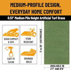 Ottomanson Artificial Grass Turf Runner Pro 31" x 12', Fake Grass Rug - Image 6