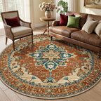 RELEANY Area Rugs Round 6ft Washable Non-Slip, Floral Vintage Distress - Image 2