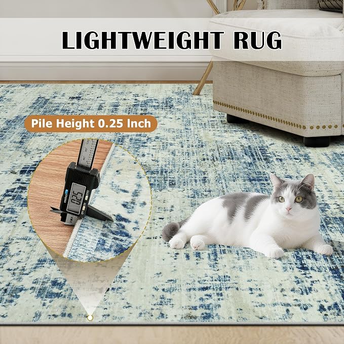 10x14 Area Rugs for Living Room Washable Rug: Anti-Skid Abstract Modern Living - Image 6