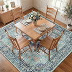 RELEANY Area Rugs Square 7ft Washable Non-Slip, Floral Vintage Distress by RELEANY