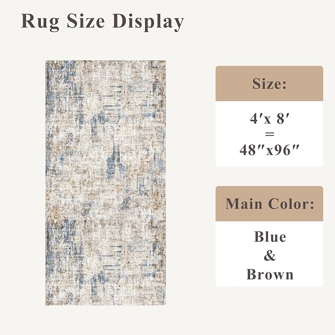 4x8 Washable Area Rug – Non-Slip Rubber Backed Indoor Rug - Image 2