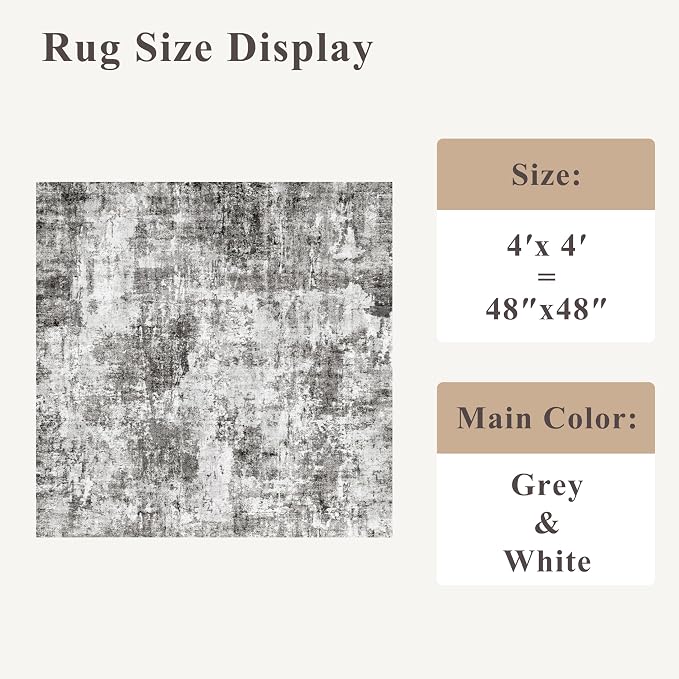 4x4 Square Entryway Rug Washable – Non-Slip Small Area Rug - Image 2