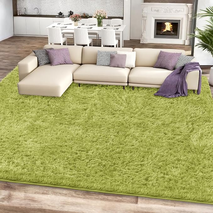 Green Grass Shag Area Rug for Bedroom, 4x6 Fluffy Shaggy Rugs for Living Room - Image 2