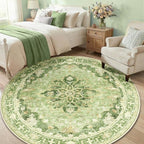 RELEANY Area Rugs Round 6ft Washable Non-Slip, Floral Vintage Distress - Image 2
