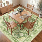 RELEANY Area Rugs Square 8ft Washable Non-Slip, Floral Vintage Distress - Image 2
