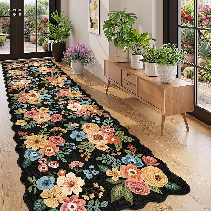 DUKINO 3x10 Washable Runner Rug, Non Slip Floral Ultra Soft Runner - Image 3