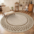 4ft Washable Round Rug for Entryway Modern Checkered Bedroom Circle Rug Non by GarveeHome
