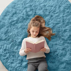 OLANLY Slate Blue Round Rugs for Bedroom by OLANLY