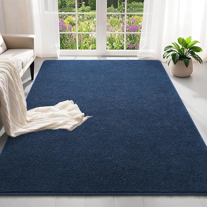 5x7 Feet Navy Blue Area Rugs for Bedroom, Indoor Washable Memory Foam Rug for - Image 2