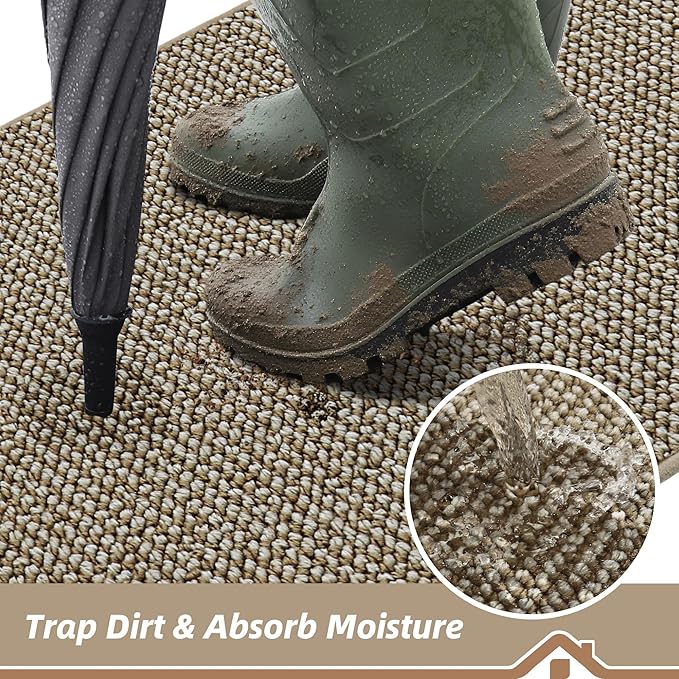 BEQHAUSE Dirt Trapper Door Mat 17"x30", Non-Slip Doormats Washable Entryway Rugs - Image 3