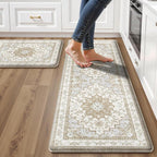 Boho Kitchen Mats for Floor 2 Piece Set Anti Fatigue Cushioned PVC Kitchen Rugs by tubeamin