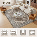 8x10 Area Rugs Living Room: Washable Vintage Rug Large Non-Slip Stain Resistant - Image 7