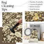 Brown Floral Print Area Rugs for Bedroom Living Room Boho Farmhouse Country - Image 4