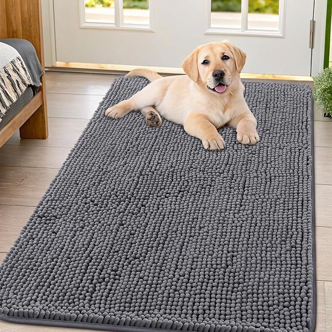 Smiry Dog Door Mat for Muddy Paws 47x32, Absorbent Dirt Trapper, Non-Slip by Smiry