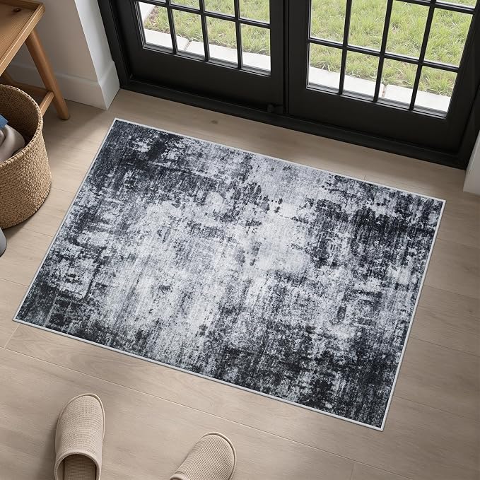 Washable Area Rug 2x3 Entryway Rug: Washable Modern Abstract Soft Thin Rug by FXRHLP