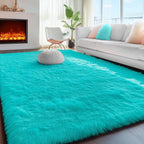 PAGISOFE Soft Fluffy Teal Area Rugs by PAGISOFE