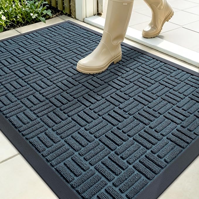 OLANLY Front Door Mat Outside Entrance 35x23, Heavy Duty Sturdy Natural Rubber by OLANLY