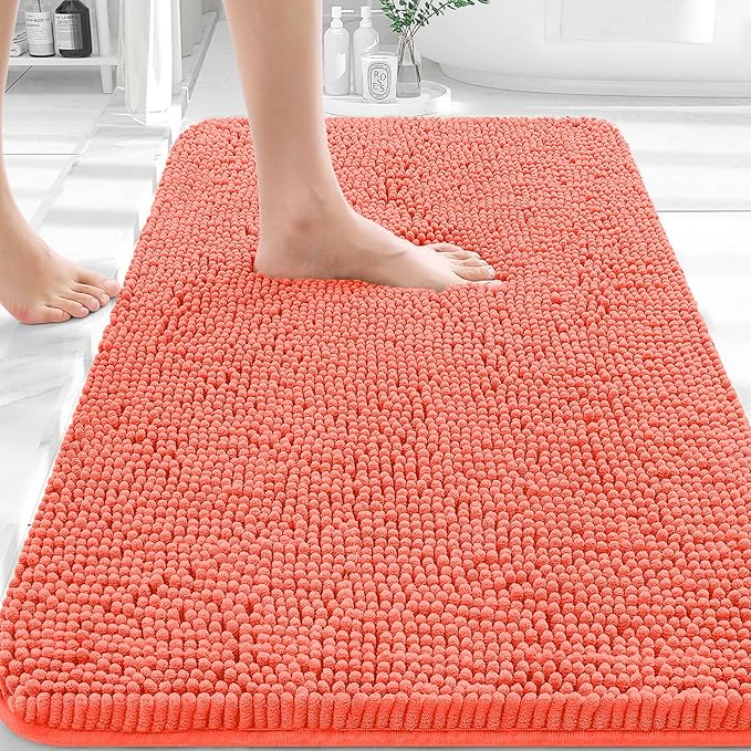 OLANLY Bathroom Rugs 32x20, Extra Soft Absorbent Chenille Bath Rugs, Rubber by OLANLY