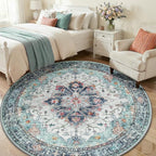RELEANY Area Rugs Round 6ft Washable Non-Slip, Floral Vintage Distress - Image 3