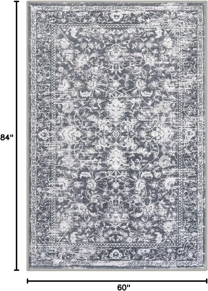 KILOCOCO Area Rug 5x7 Living Room Rug Washable Printed Vintage Floral Non Slip - Image 2