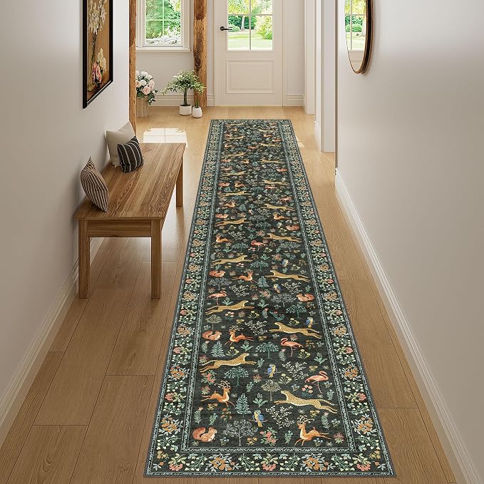 DUKINO 2x12 Washable Runner Rug, Ultra Soft Vintage Animal Runner Rug - Image 8