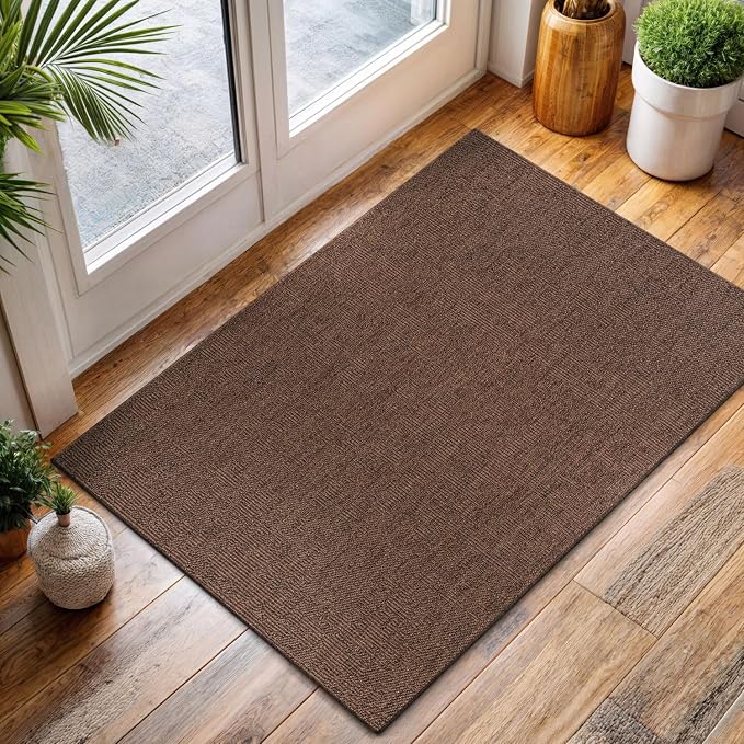CAMILSON Easy Jute Rug 2x3, Indoor Outdoor Brown Color Fiber Area Rugs - Image 6