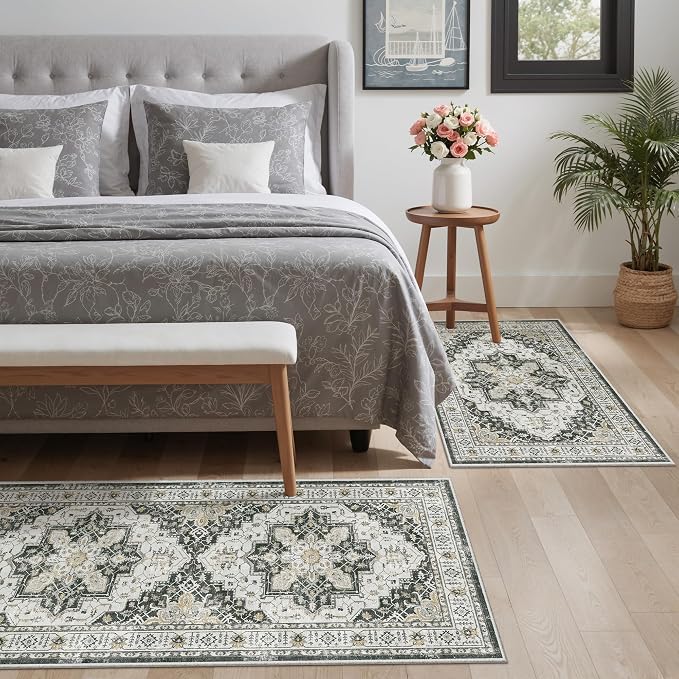 Madane 2-Piece Kitchen Runner Rug Set, Small Area Rug Non-Slip Vintage Door Mat - Image 3