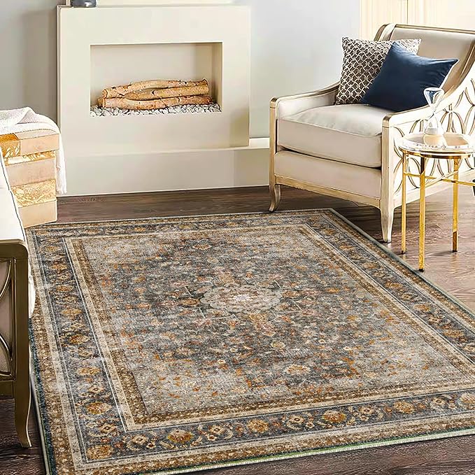 CHAMPLANT Area Rug 5'x7' Washable Rug Traditional Floor Cover Thin Retro by CHAMPLANT