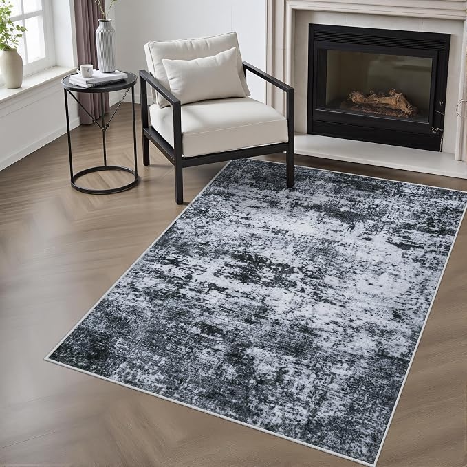 Washable Area Rug 3x5 Entryway Rug: Washable Modern Abstract Soft Thin Rug by FXRHLP