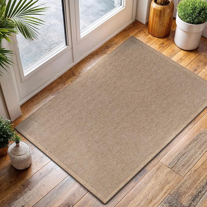 CAMILSON Easy Jute Rug 2x3, Indoor Outdoor Natural Color Fiber Area Rugs - Image 6
