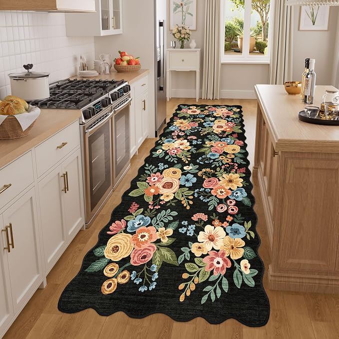 DUKINO 3x8 Washable Runner Rug, Soft Indoor Floral Non Slip Long Runner Rug - Image 5
