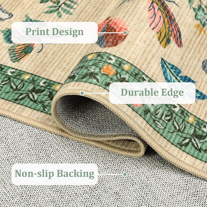 Mushroom Insect 2x6 Runner Rug for Hallway Washable Kitchen Rugs Non Slip - Image 7