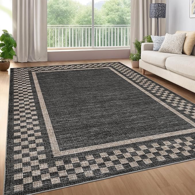 GarveeHome Area Rug 6x9 Large Living Room Modern Border Throw Rug by GarveeHome