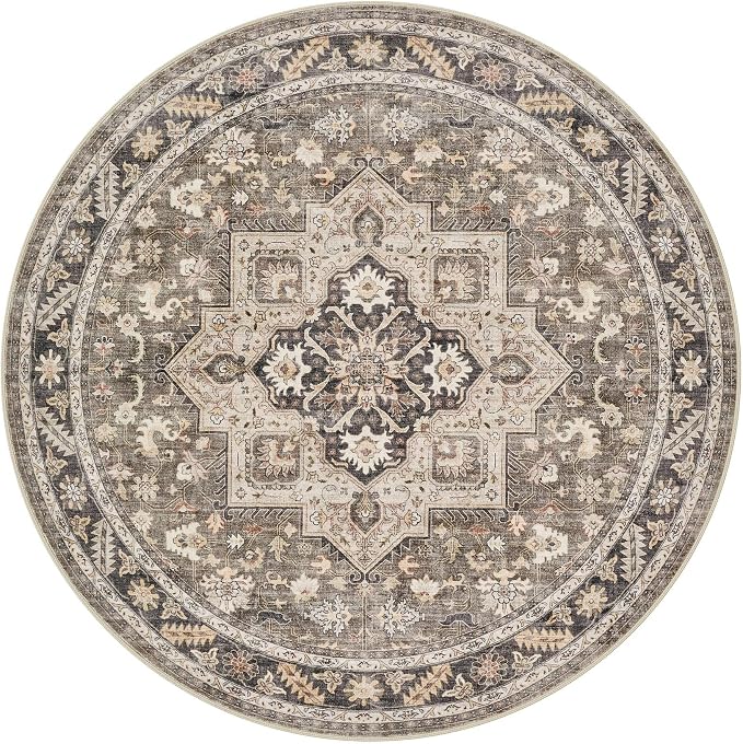 8ft Round Vintage Living Room Area Rug - Image 7