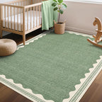 GarveeHome Scalloped Sage Green 5ft Round Rug Washable Non-Slip Soft Ultra-Thin - Image 8