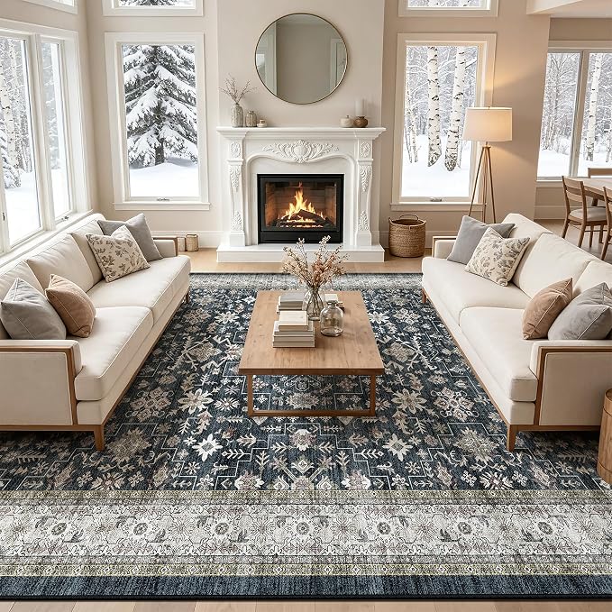 Ashen Washable 10x14 Area Rugs for Living Room, Dining Room Rugs for Under Table - Image 2