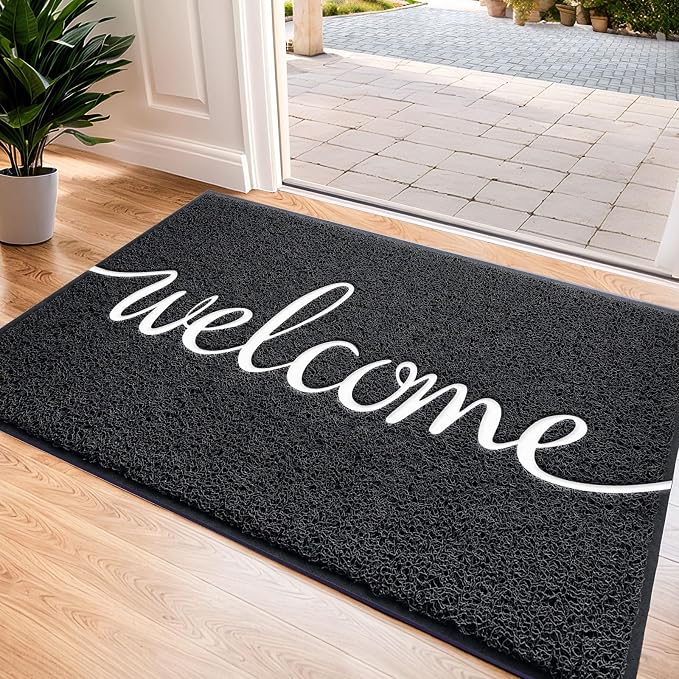 CozyBounty Black Door Mat Welcome Mats Outdoor Indoor Non-Slip Doormat by CozyBounty